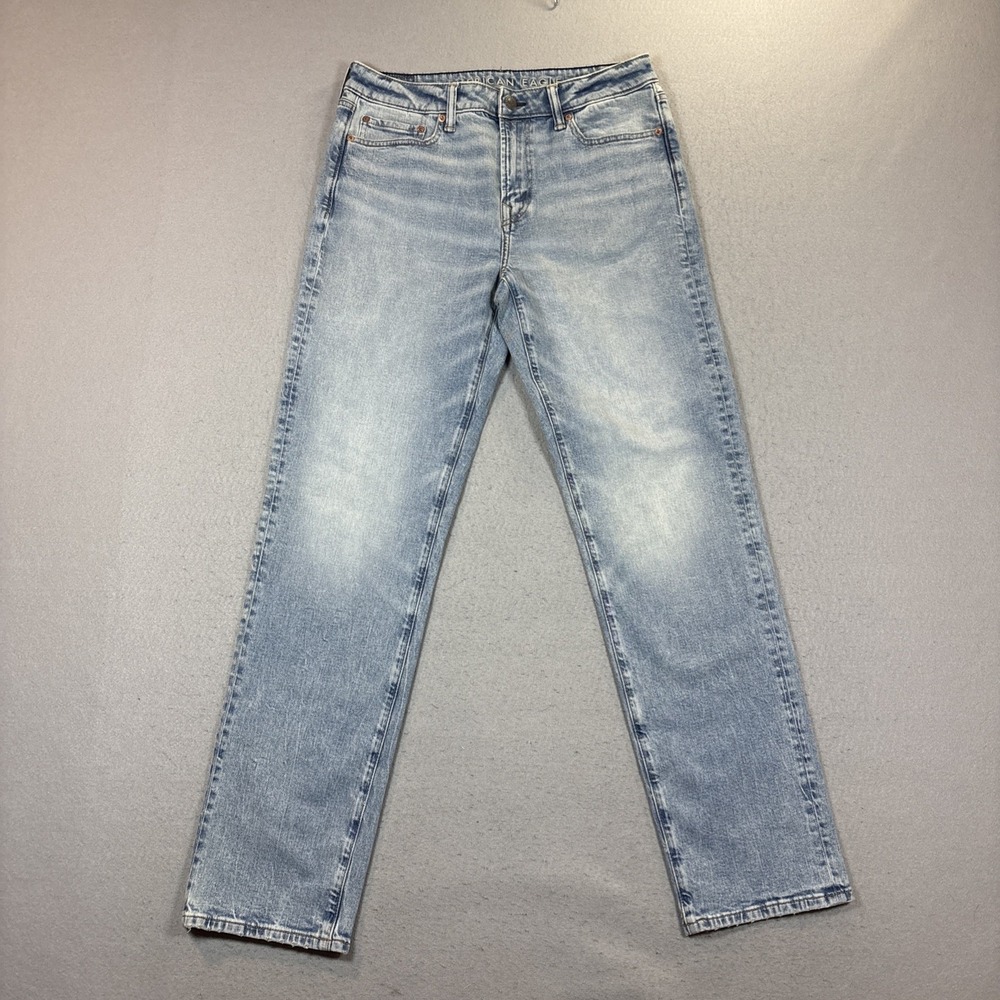 American Eagle Easy Flex Athletic Straight Light Wash Jeans Men‎ 30x34 Nice Fade